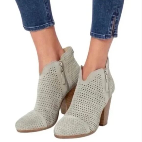 rag & bone Shoes - Rag & Bone | Margot Perforated Suede Ankle Boot in Cemento Suede Gray 9.5